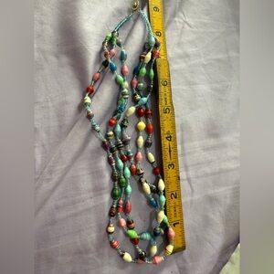 Multicolor handmade paper Beaded Necklace from Uganda
